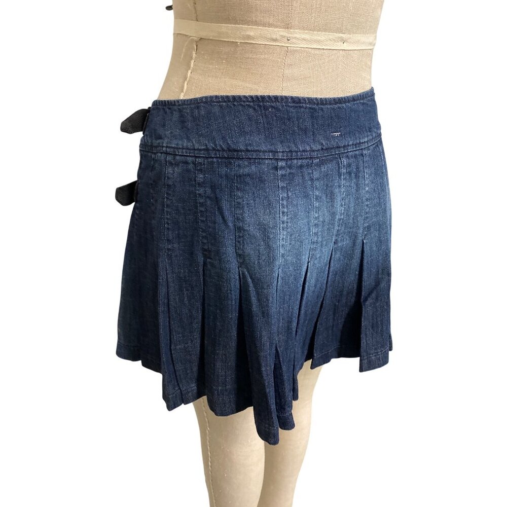 Vintage Y2K Miss Sixty Denim Pleated Mini Skirt With Buckle Details - Picture 6 of 9
